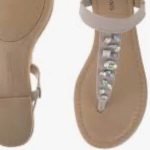 Beige Women's Sandals with Silver Accents